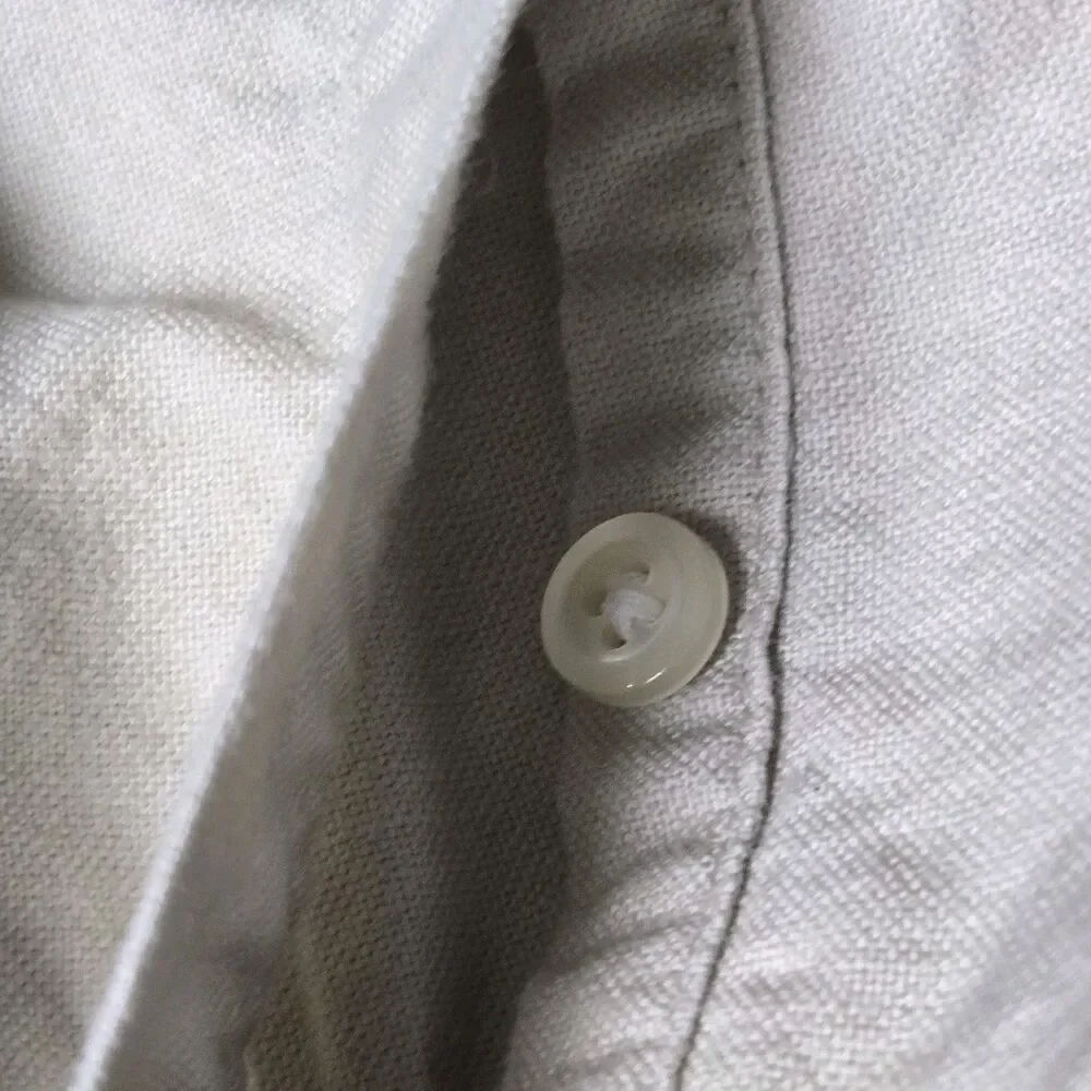 VTG 90s J Crew Giant Pocket Shirt Mens Large Beige Heavyweight Canvas Cotton L